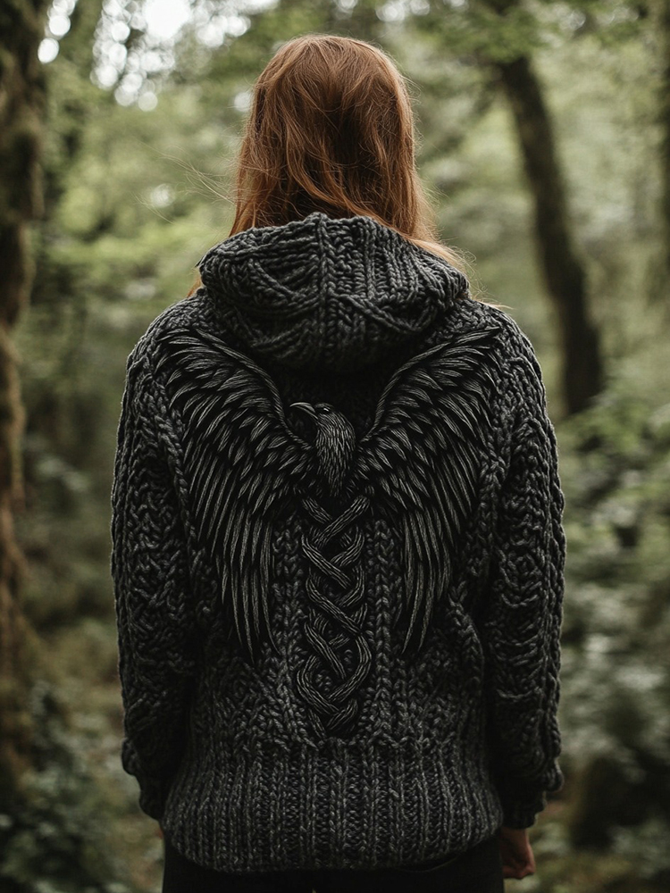 Women's Viking Tribal Bird Celtic Knotwork Hooded Sweater
