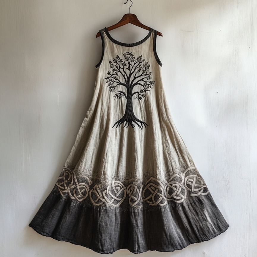 Viking Life Of Tree Celti Art Linen Tank Dress Viking Life Of Tree Celti Art Linen Tank Dress