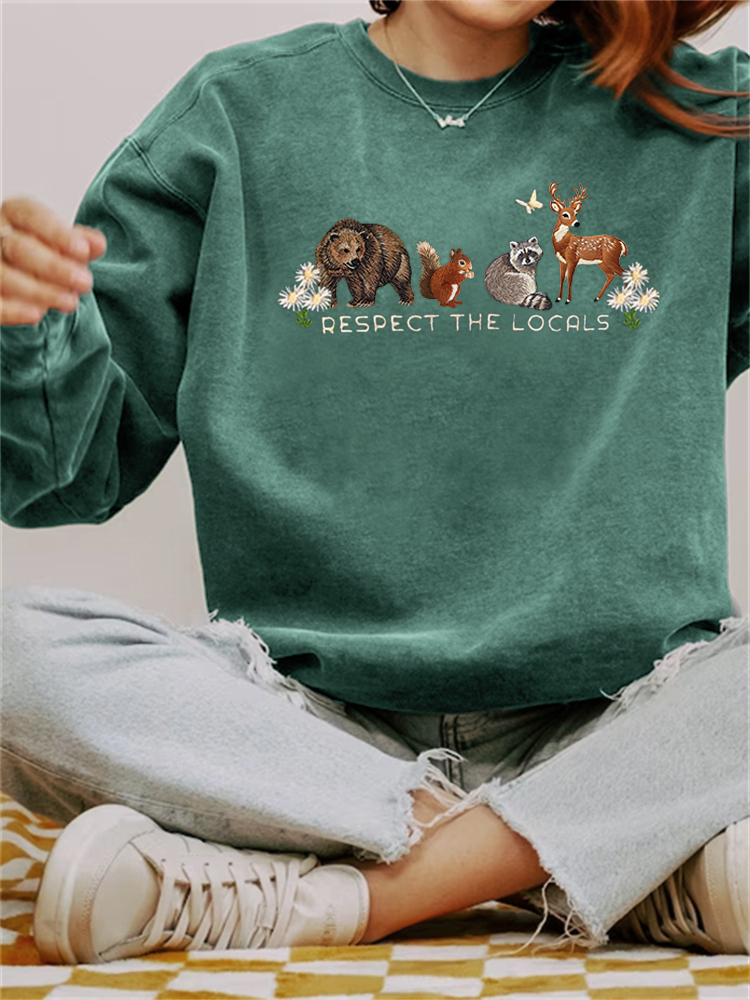 Respect The Locals National Park Embroidered Vintage Washed Sweatshirt