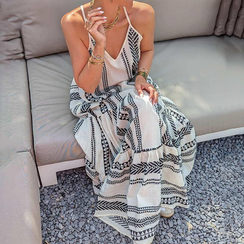 Vintage Geometric Color Block Bohemian Patchwork Sleeveless Colorful Dress Vintage Geometric Color Block Bohemian Patchwork Sleeveless Colorful Dress