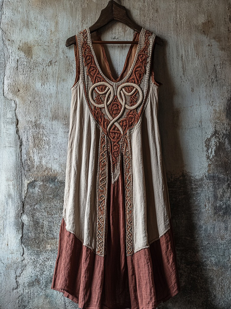 Tribal Celtic Knot Lace Art Linen Tank Dress
