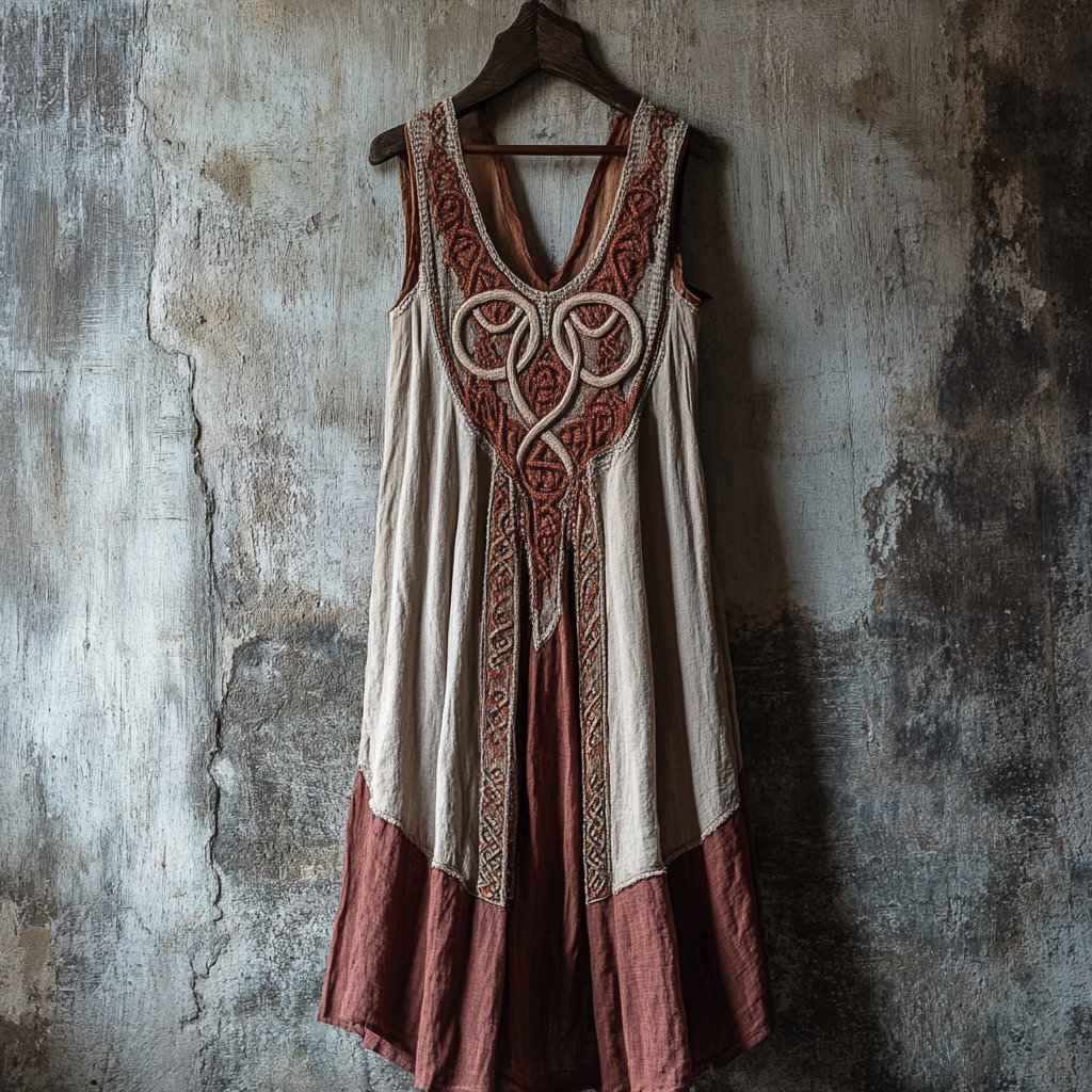 Tribal Celtic Knot Lace Art Linen Tank Dress Tribal Celtic Knot Lace Art Linen Tank Dress