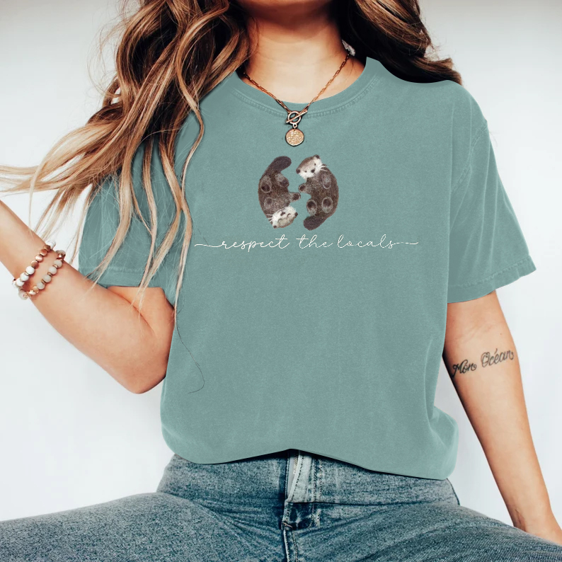 Respect The Locals Forest Water Otters Embroidered Comfy T Shirt Respect The Locals Forest Water Otters Embroidered Comfy T Shirt