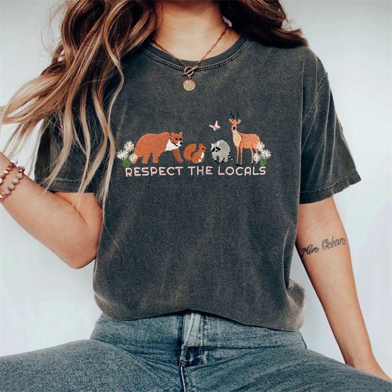Respect The Locals Protect National Park Embroidered Washed T Shirt Respect The Locals Protect National Park Embroidered Washed T Shirt