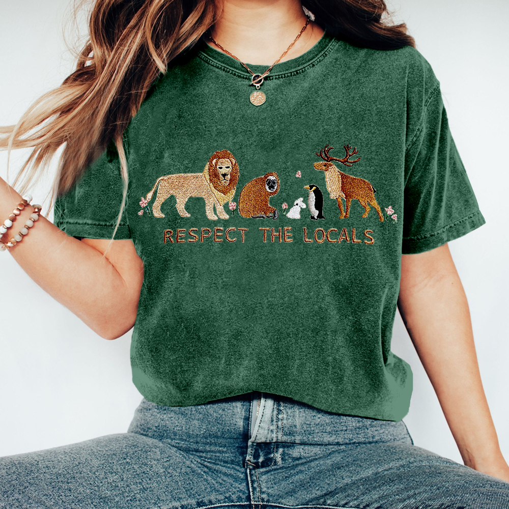 Respect The Locals Embroidered Vintage Cozy T Shirt Respect The Locals Embroidered Vintage Cozy T Shirt