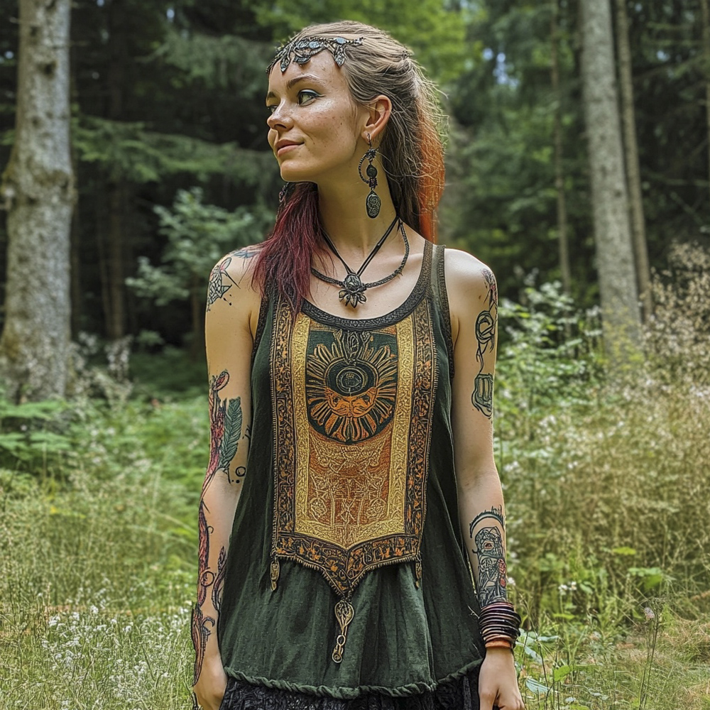 Celtic Tribal Totem Women's Linen Tank Celtic Tribal Totem Women's Linen Tank