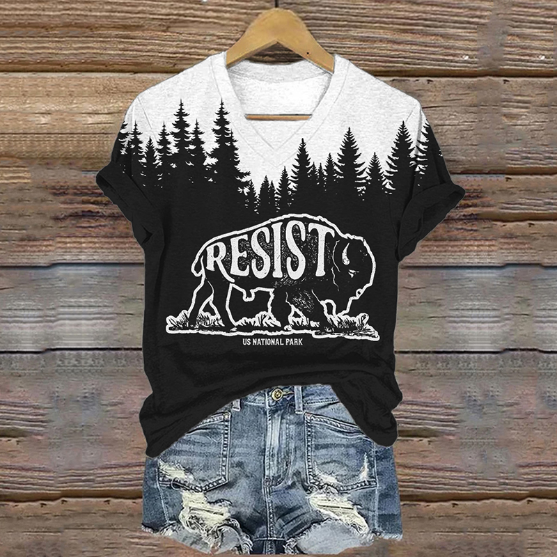 Resist Alt Us National Park Buffalo Forest Contrast T Shirt Resist Alt Us National Park Buffalo Forest Contrast T Shirt