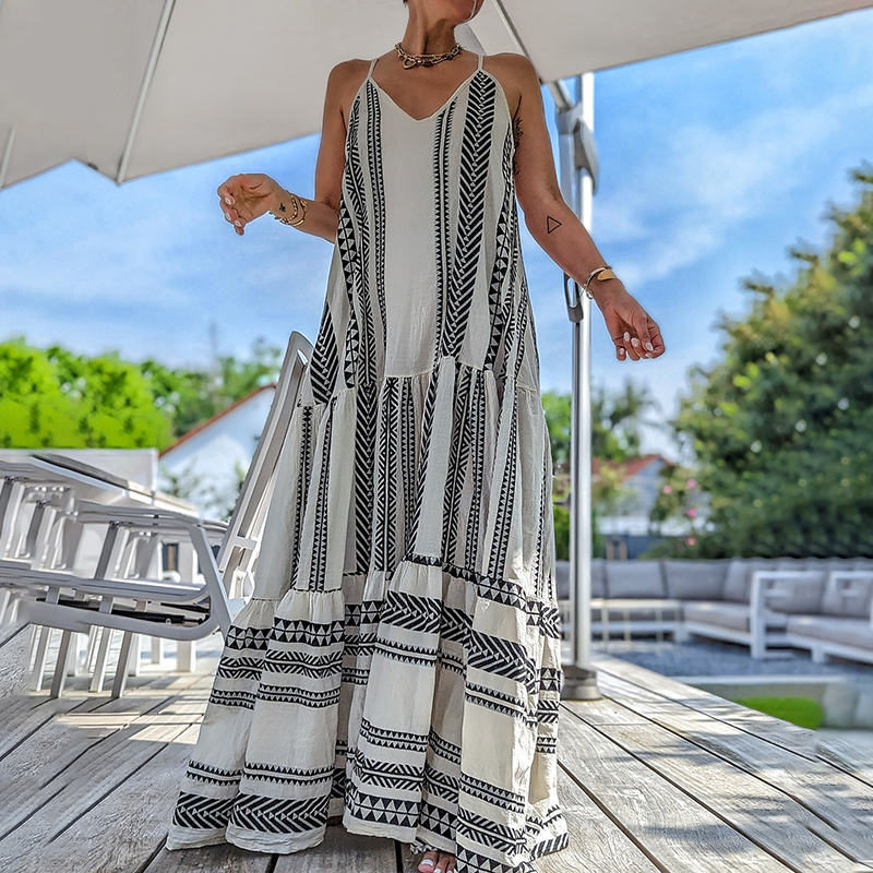 Vintage Geometric Color Block Bohemian Patchwork Sleeveless Colorful Dress Vintage Geometric Color Block Bohemian Patchwork Sleeveless Colorful Dress