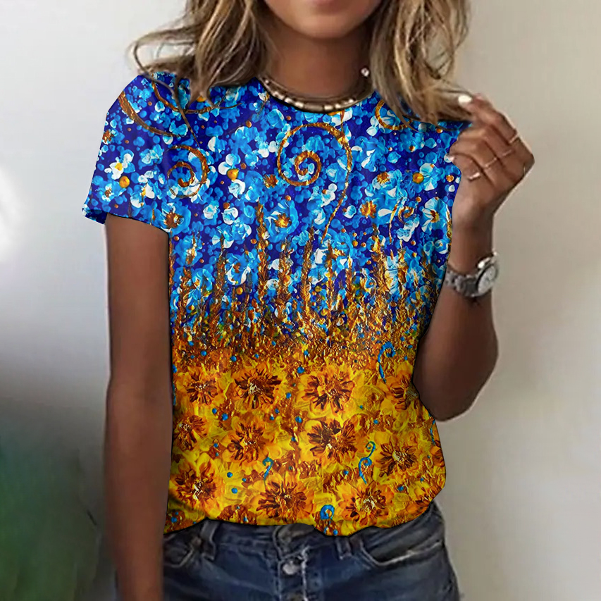 Ukraine Inspired Sunflower Casual Short Sleeve T Shirt