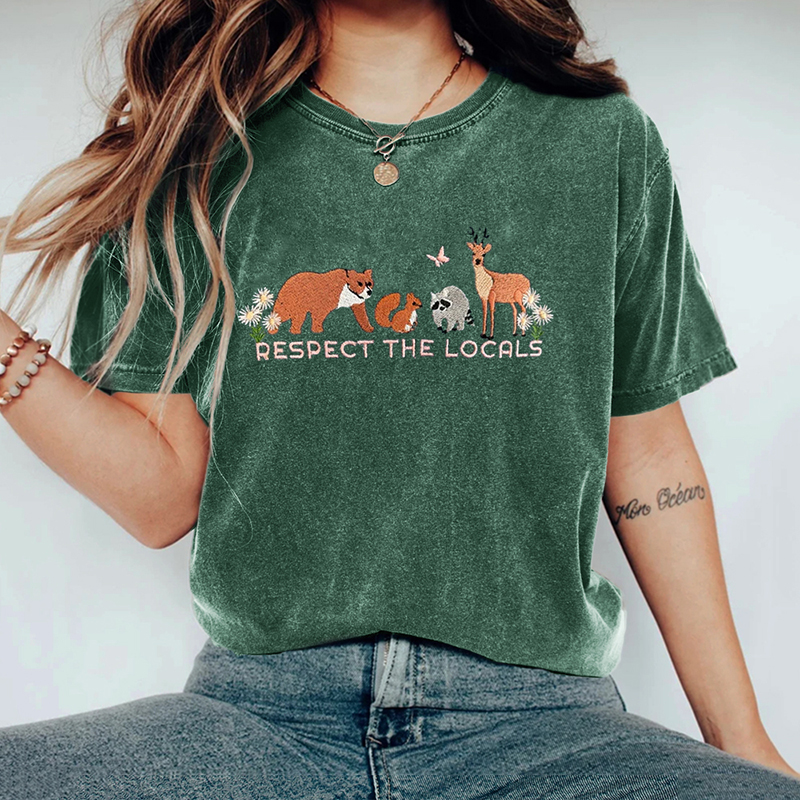 Respect The Locals Protect National Park Embroidered Washed T Shirt Respect The Locals Protect National Park Embroidered Washed T Shirt