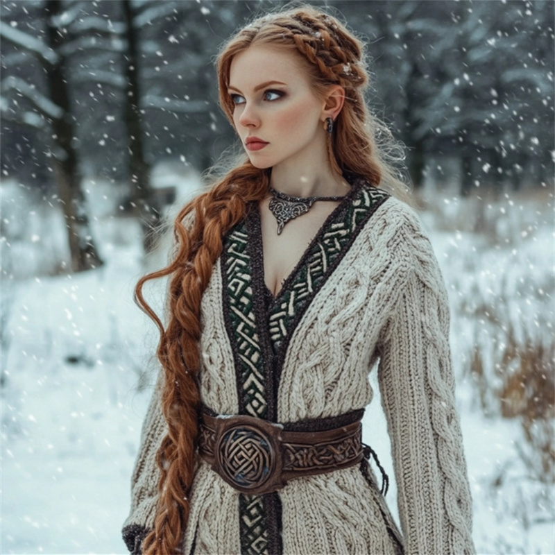 Medieval Contrast Hem Cable Knit Cozy Long Cardigan Medieval Contrast Hem Cable Knit Cozy Long Cardigan