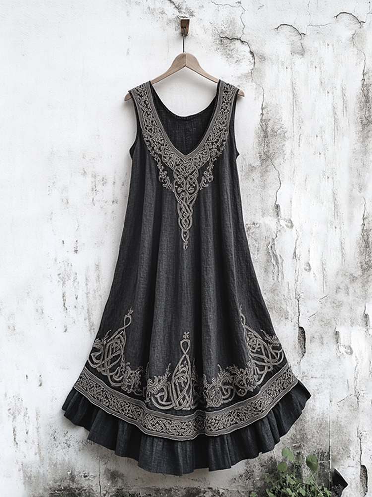 Vintage Viking Art Cozy Linen Tank Dress
