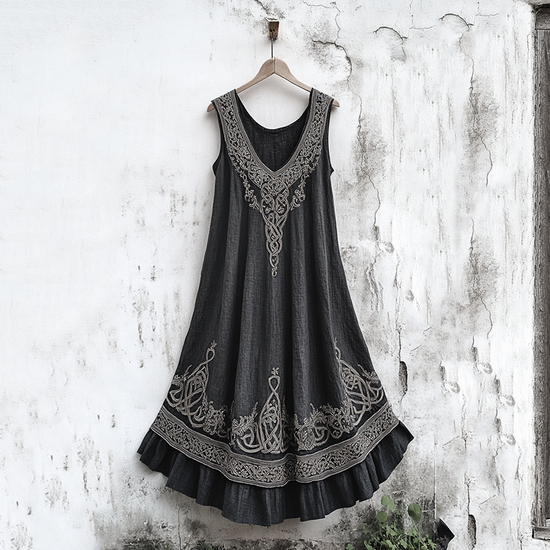 Vintage Viking Art Cozy Linen Tank Dress Vintage Viking Art Cozy Linen Tank Dress