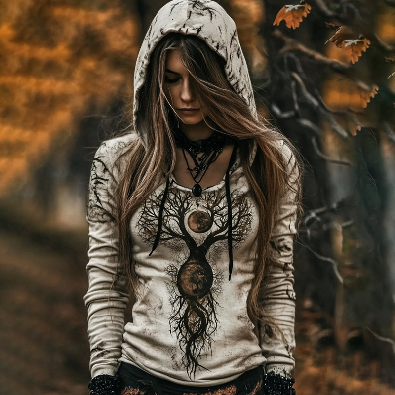 Women's Tribal Viking Tree Of Life Totem Casual Hoodie Women's Tribal Viking Tree Of Life Totem Casual Hoodie