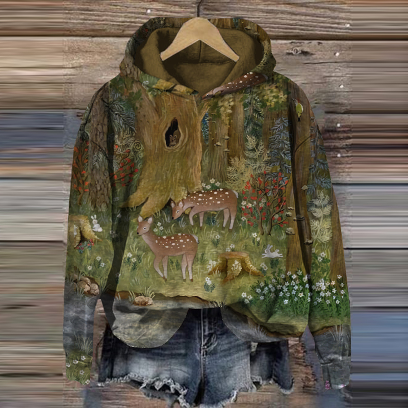 Vintage Animals Printed Casual Sweatshirt Vintage Animals Printed Casual Sweatshirt