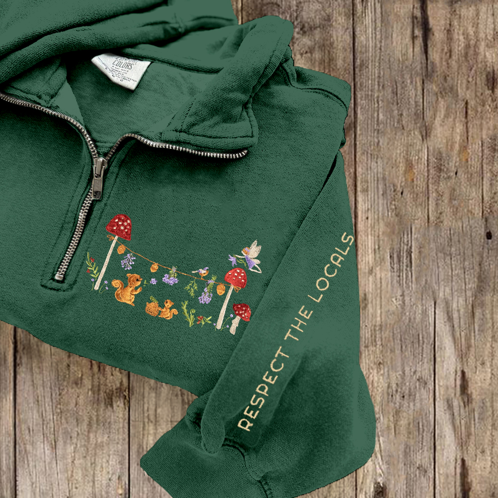 Respect The Locals Forest Squirrel Embroidered Cozy Sweatshirt Respect The Locals Forest Squirrel Embroidered Cozy Sweatshirt
