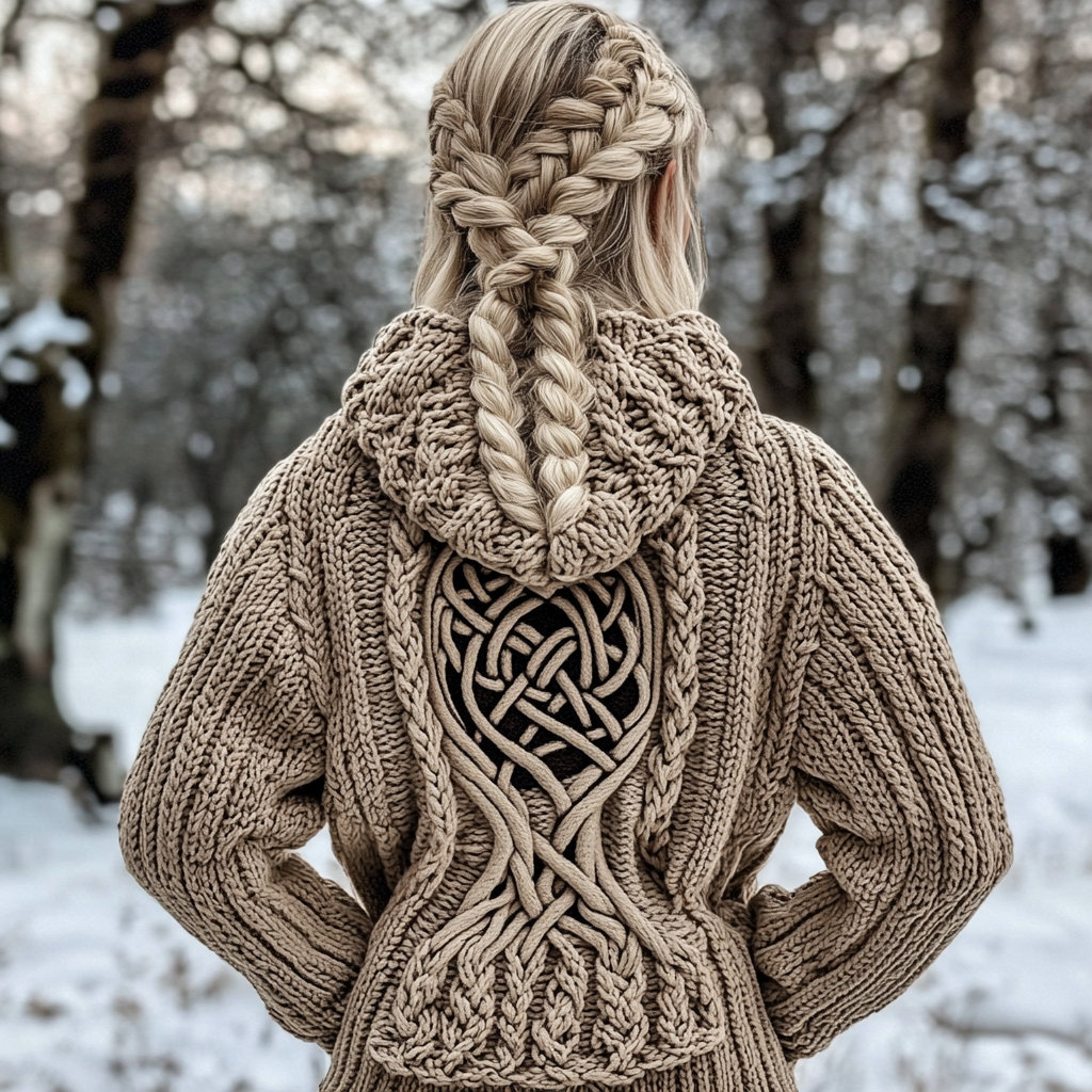Women's Viking Tree Of Life Jacquard Celtic Knit Sweater Women's Viking Tree Of Life Jacquard Celtic Knit Sweater