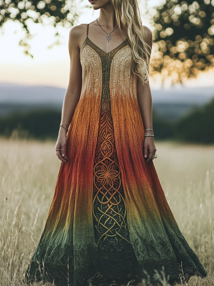 Viking Celtic Knot Print Women's Vintage Halter Dress