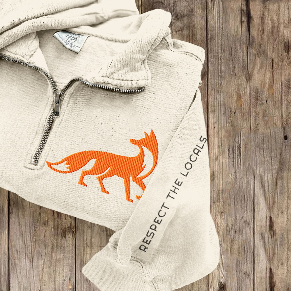 Respect The Locals Fox Embroidered Cozy Sweatshirt