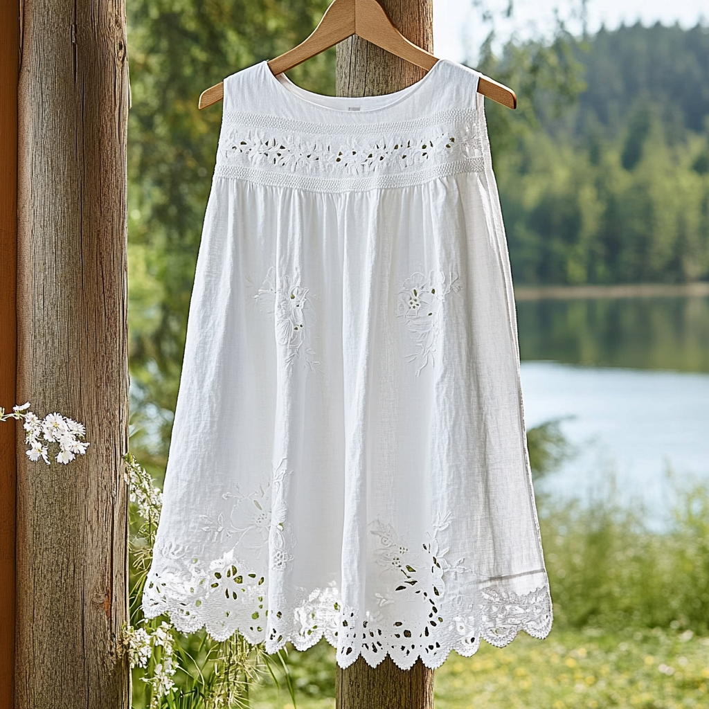 Women's Lace Floral Sleeveless Linen Top Women's Lace Floral Sleeveless Linen Top