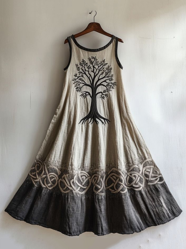 Viking Life Of Tree Celti Art Linen Tank Dress