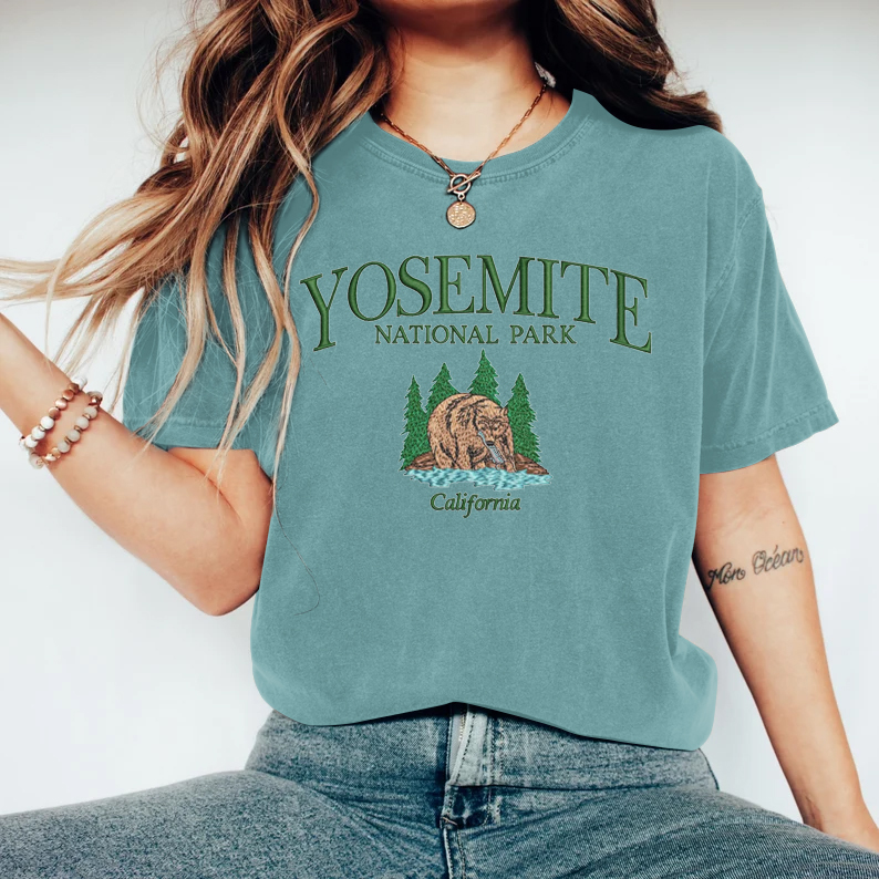 Yosemite National Park Embroidered Cozy T Shirt Yosemite National Park Embroidered Cozy T Shirt