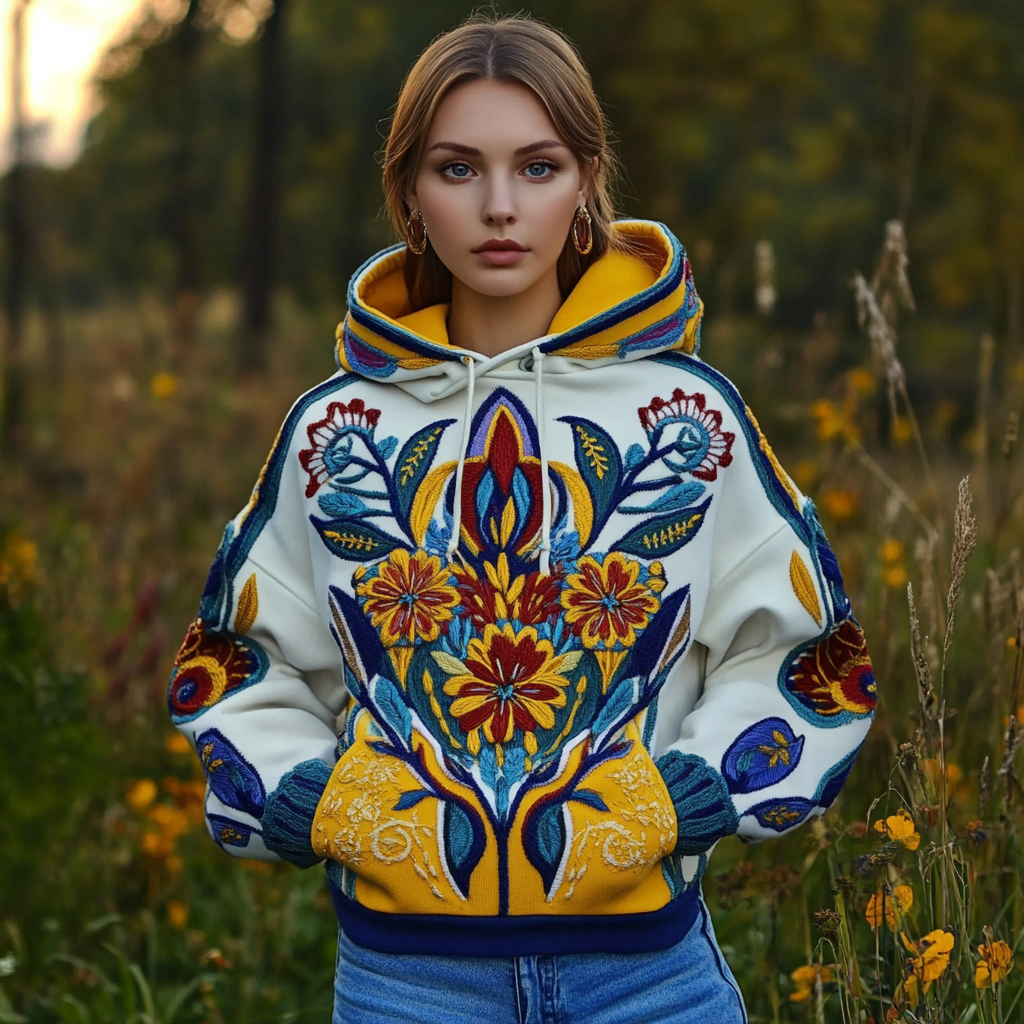 Ukrainian Folk Floral Art Embroidery Women's Hoodie Ukrainian Folk Floral Art Embroidery Women's Hoodie