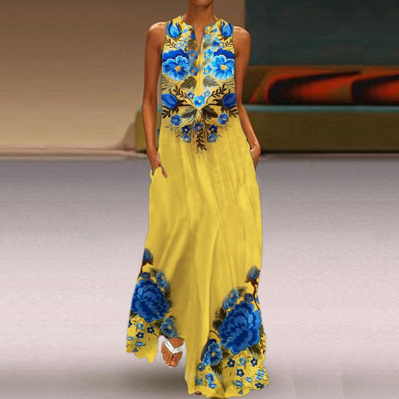 Ukraine Classy Floral Embroidered Flowy Maxi Dress