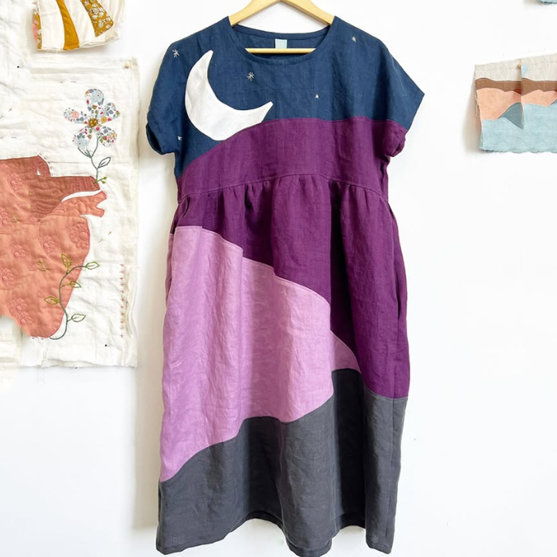 Night Sky Inspired Colorblock Patchwork Linen Dress Night Sky Inspired Colorblock Patchwork Linen Dress
